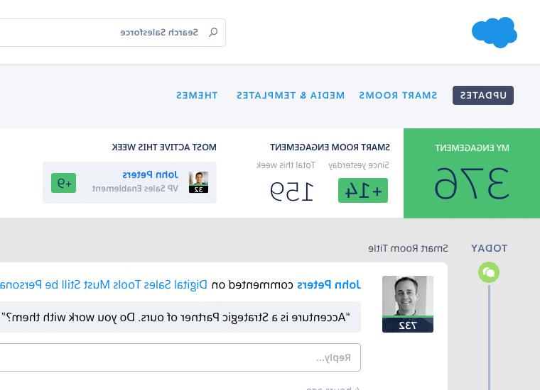 screenshot of sales support platform